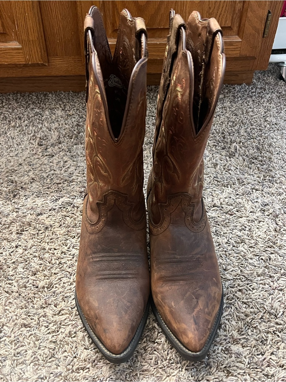 Justin Boots Brown Leather Western Cowboy Boots